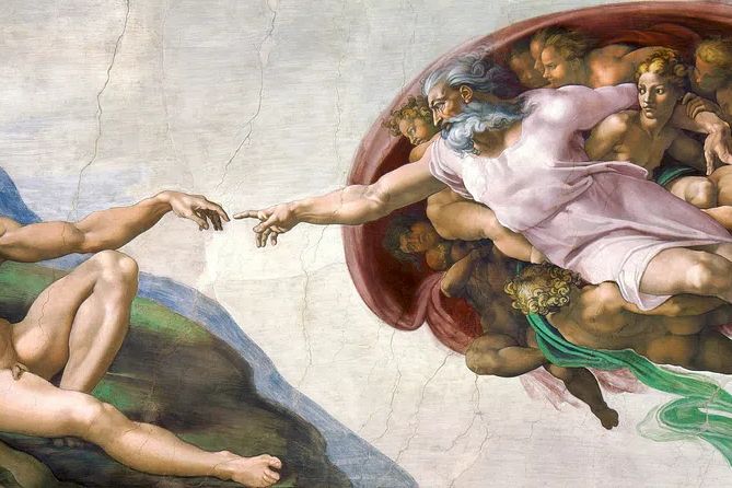 Michelangelo Buonarroti 's Creation Adam. poster detail