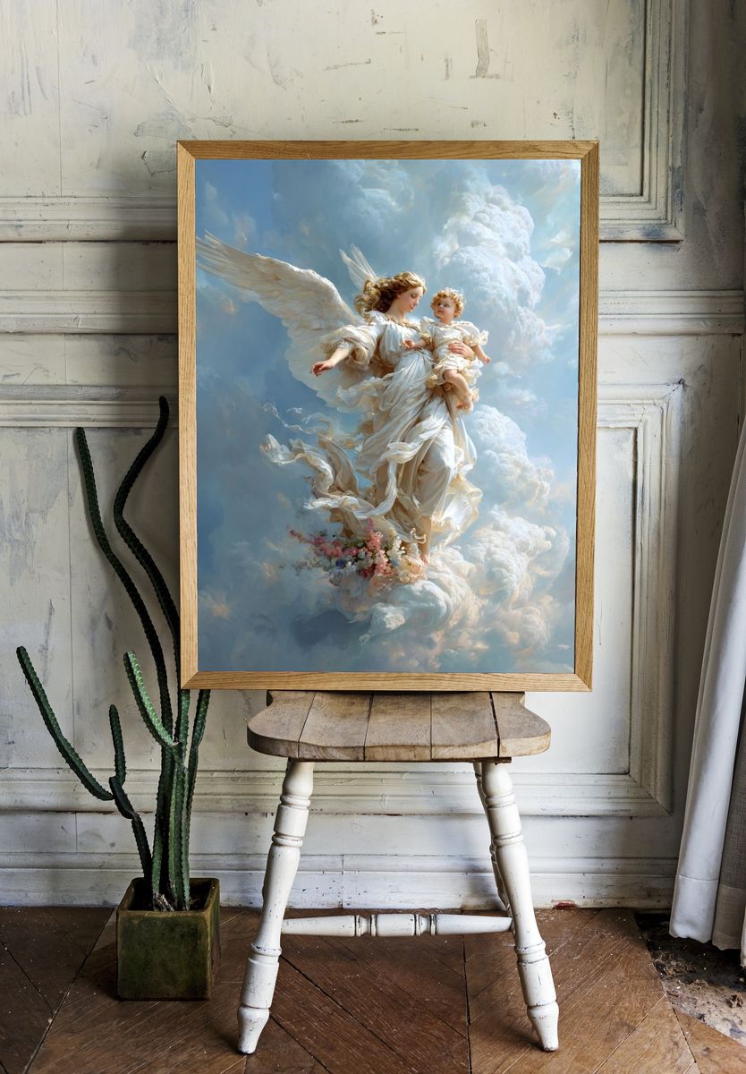 Celestial Angel and Child Fine-Art Print. — room view 1