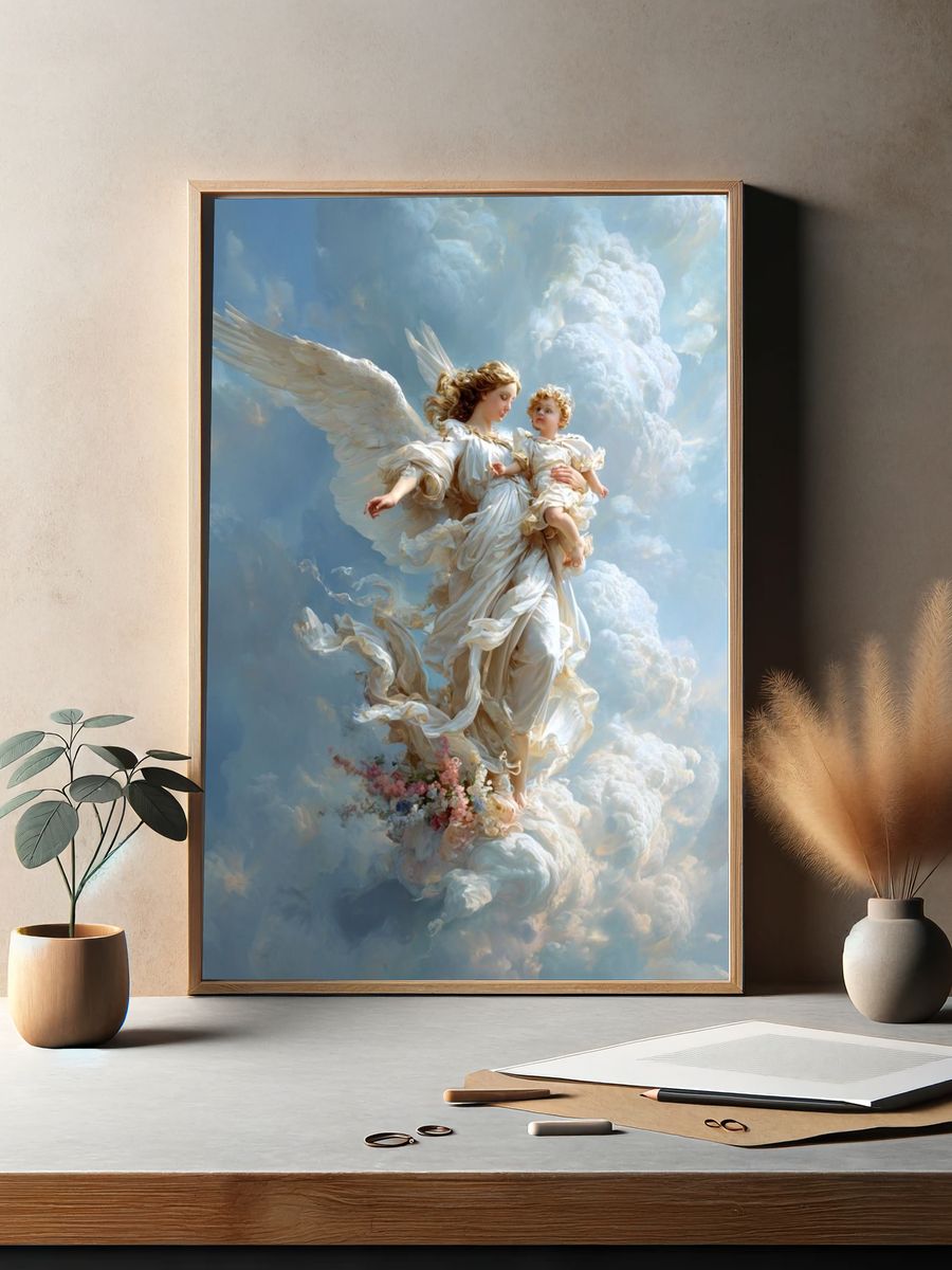 Celestial Angel and Child Fine-Art Print. — room view 2