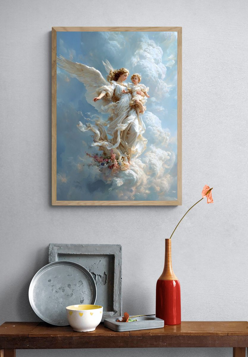 Celestial Angel and Child Fine-Art Print. — room view 3
