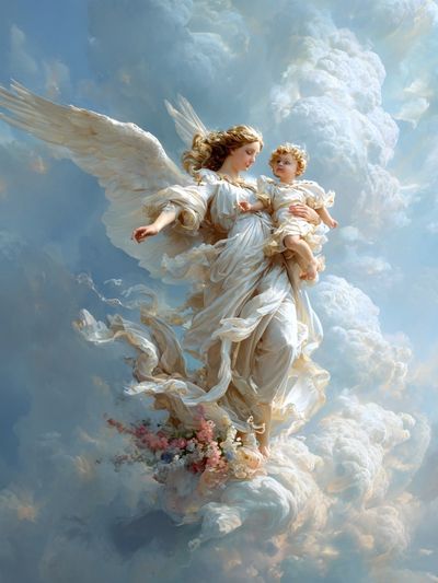 Celestial Angel and Child Fine-Art Print. poster
