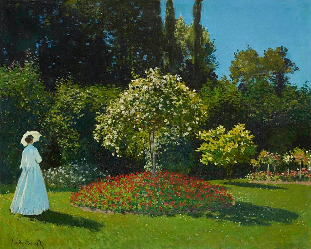 Claude Monet 's Lady garden. poster detail