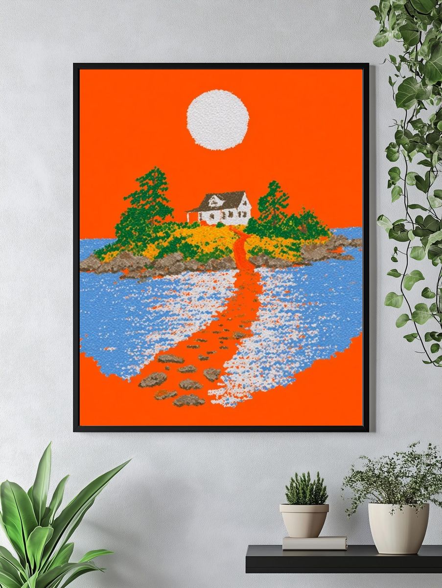 Island Cottage Sunset Print. — room view 4