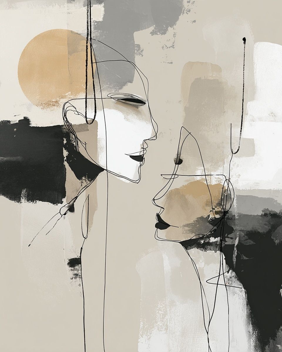 Abstract Faces Minimalist Print. poster detail