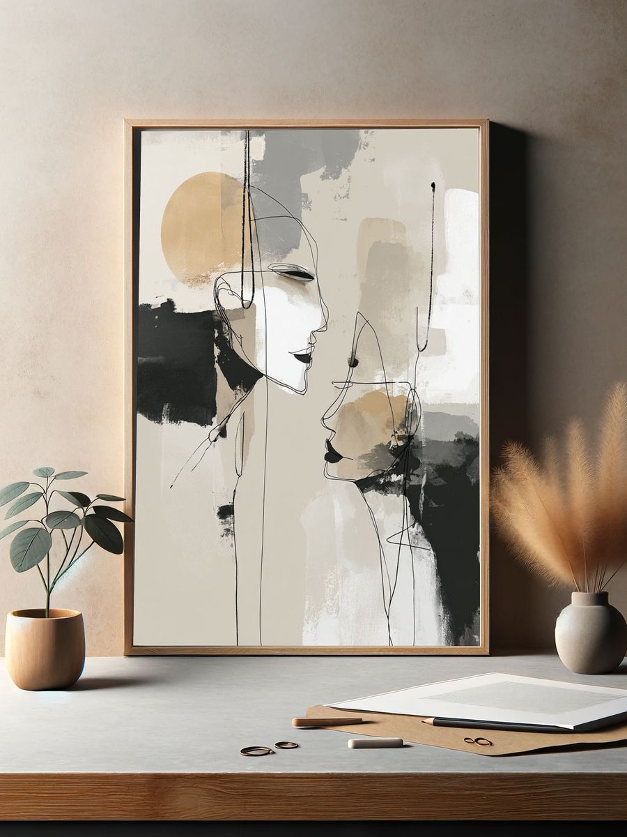 Abstract Faces Minimalist Print. — room view 2