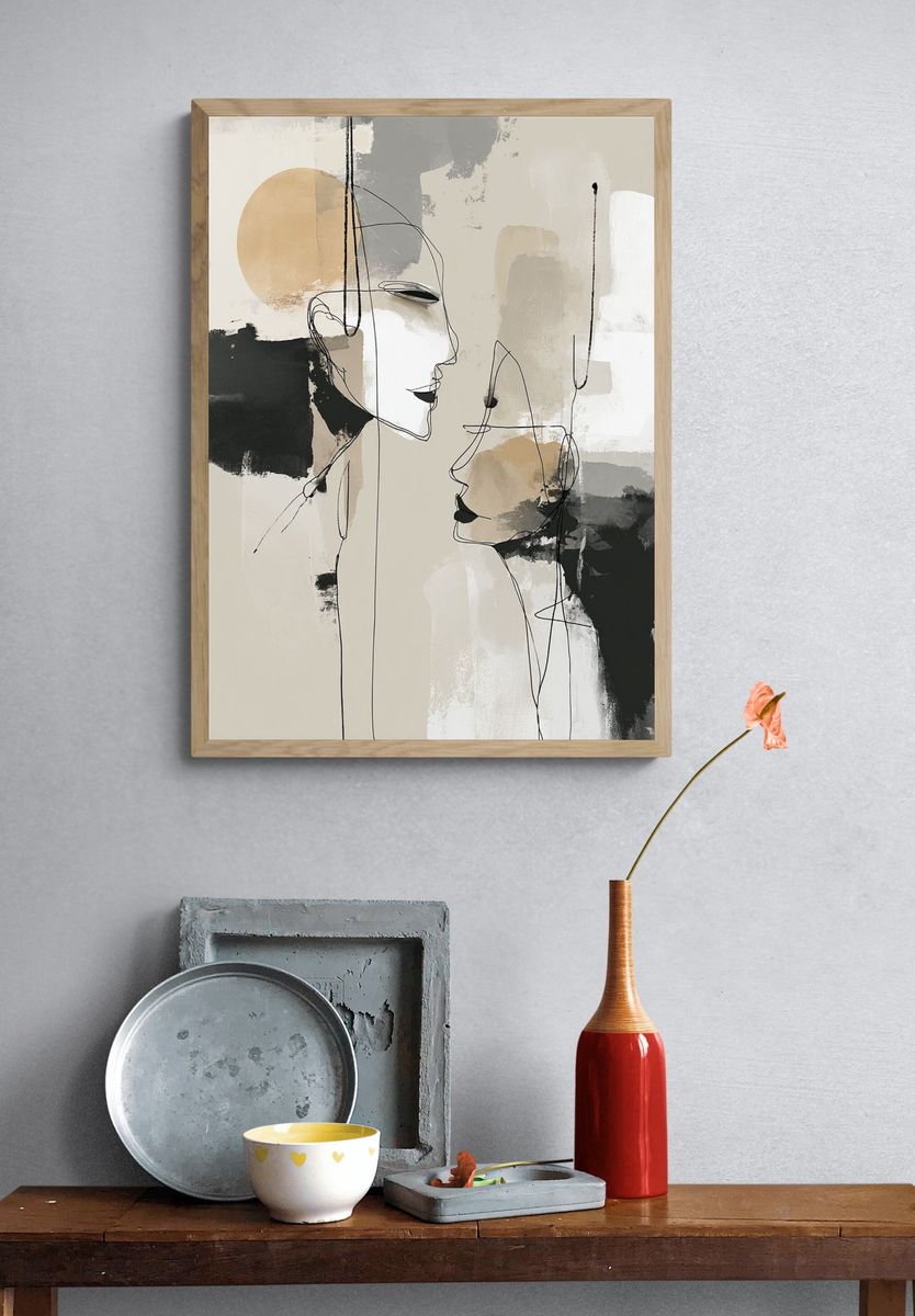 Abstract Faces Minimalist Print. — room view 3