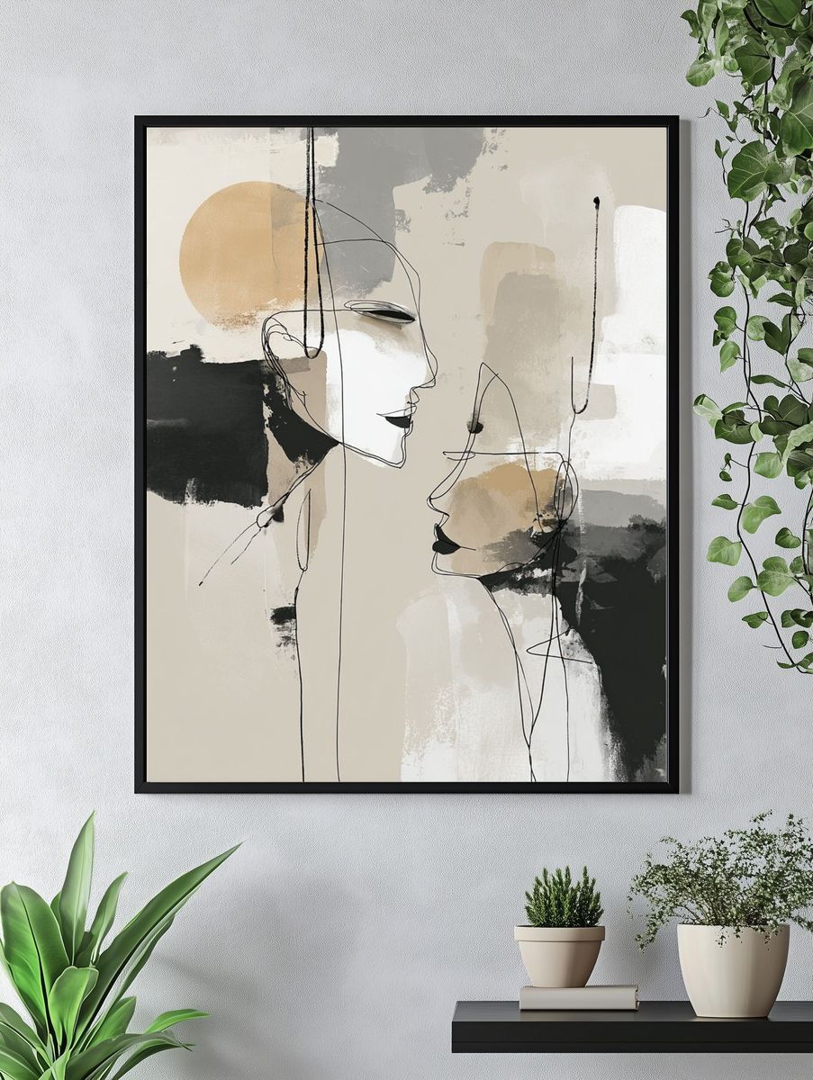 Abstract Faces Minimalist Print. — room view 4