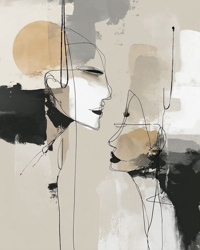 Abstract Faces Minimalist Print. poster