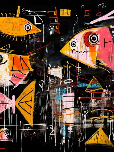 Abstract Fish Faces Poster.