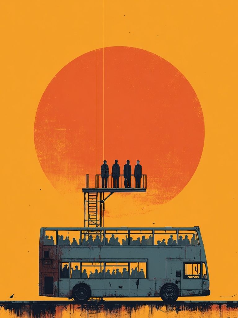 Sunset Bus Stop Surrealism Poster. poster — fine-art art