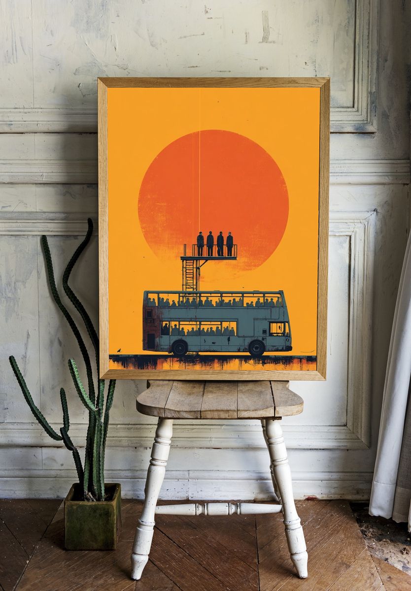 Sunset Bus Stop Surrealism Poster. — room view 1