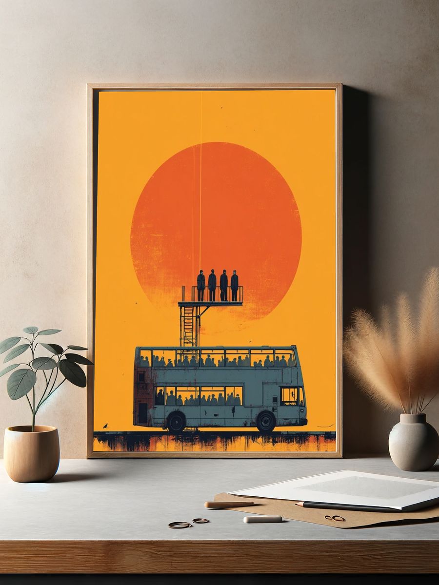 Sunset Bus Stop Surrealism Poster. — room view 2