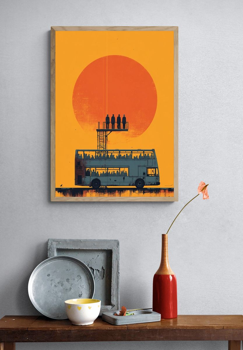 Sunset Bus Stop Surrealism Poster. — room view 3