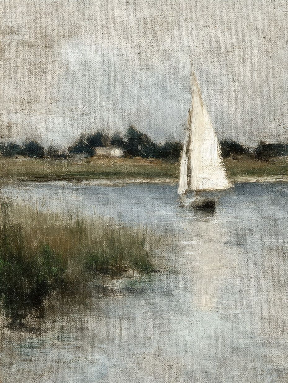 Sailboat on Calm Water Print. poster detail