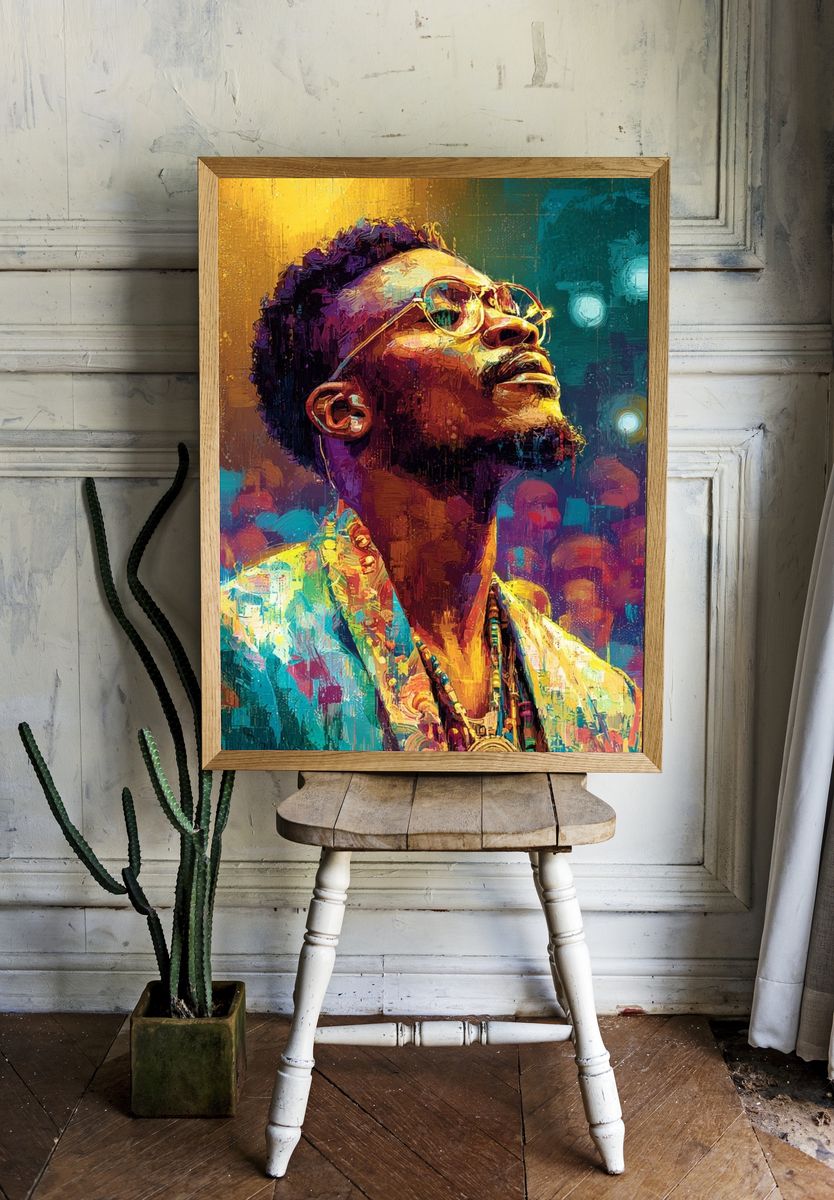 Colorful Jazz Portrait Poster. — room view 1
