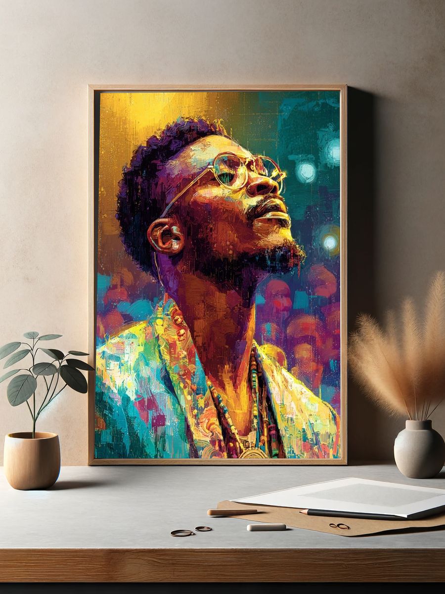 Colorful Jazz Portrait Poster. — room view 2