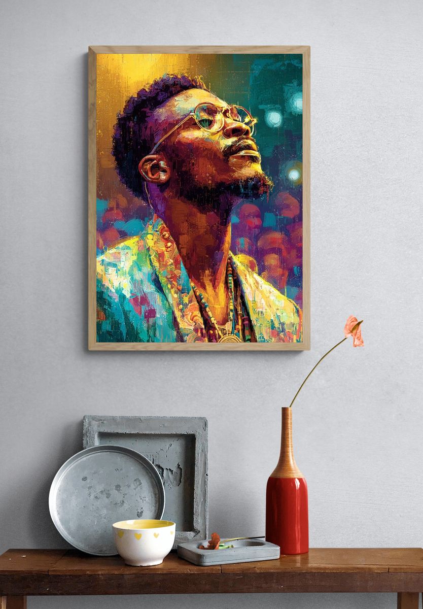 Colorful Jazz Portrait Poster. — room view 3