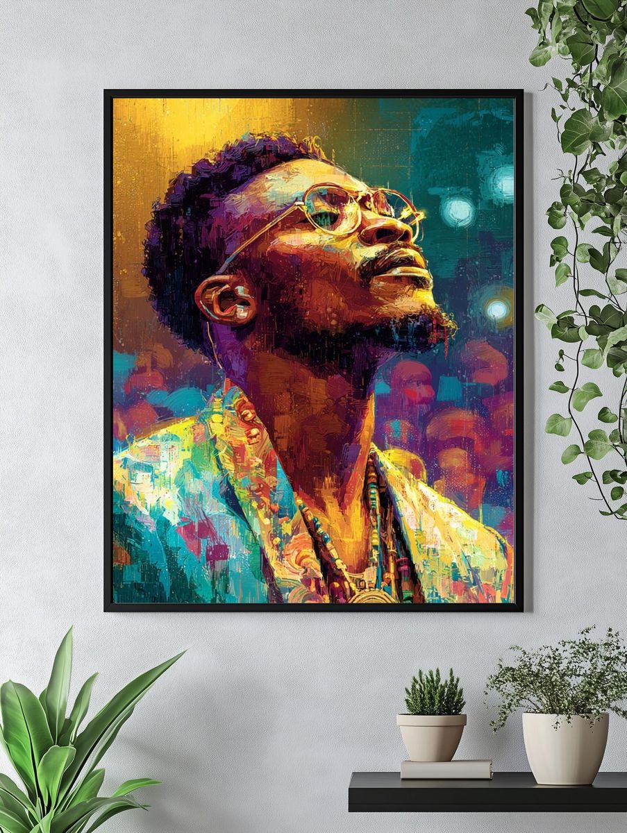 Colorful Jazz Portrait Poster. — room view 4