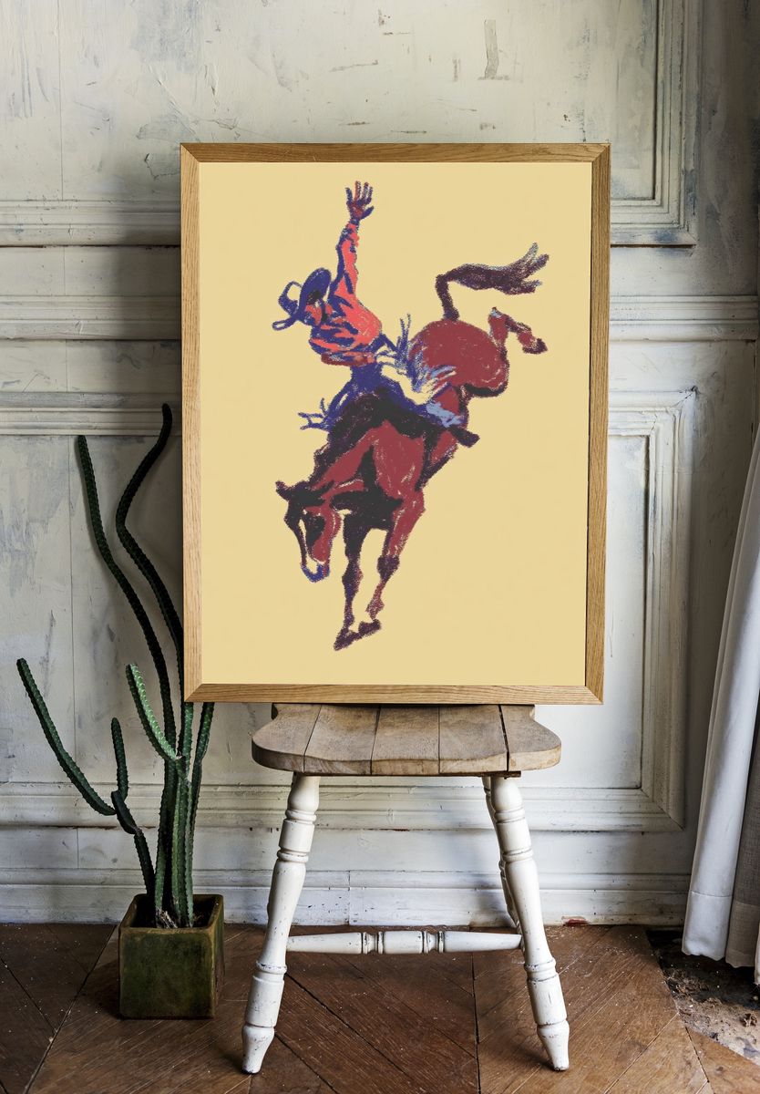 Bucking Horse Abstract Print. — room view 1
