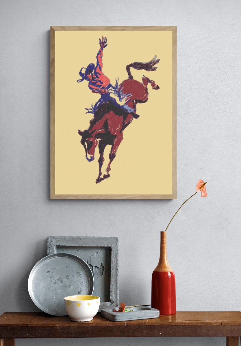 Bucking Horse Abstract Print. — room view 3