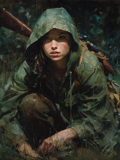 Hooded Hunter Portrait Print. poster print