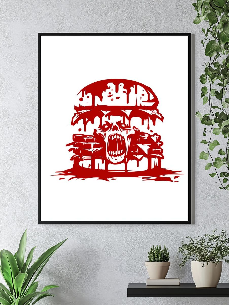Blood Skull Horror Illustration Poster. — room view 4