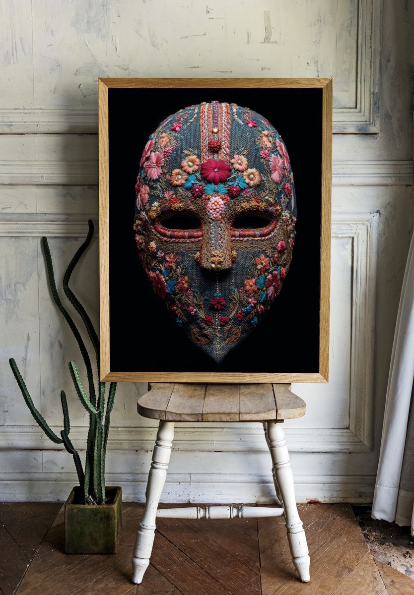 Embroidered Floral Mask Print. — room view 1
