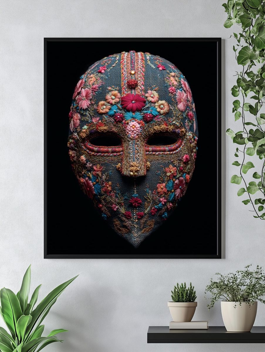 Embroidered Floral Mask Print. — room view 4