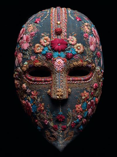 Embroidered Floral Mask Print. poster print