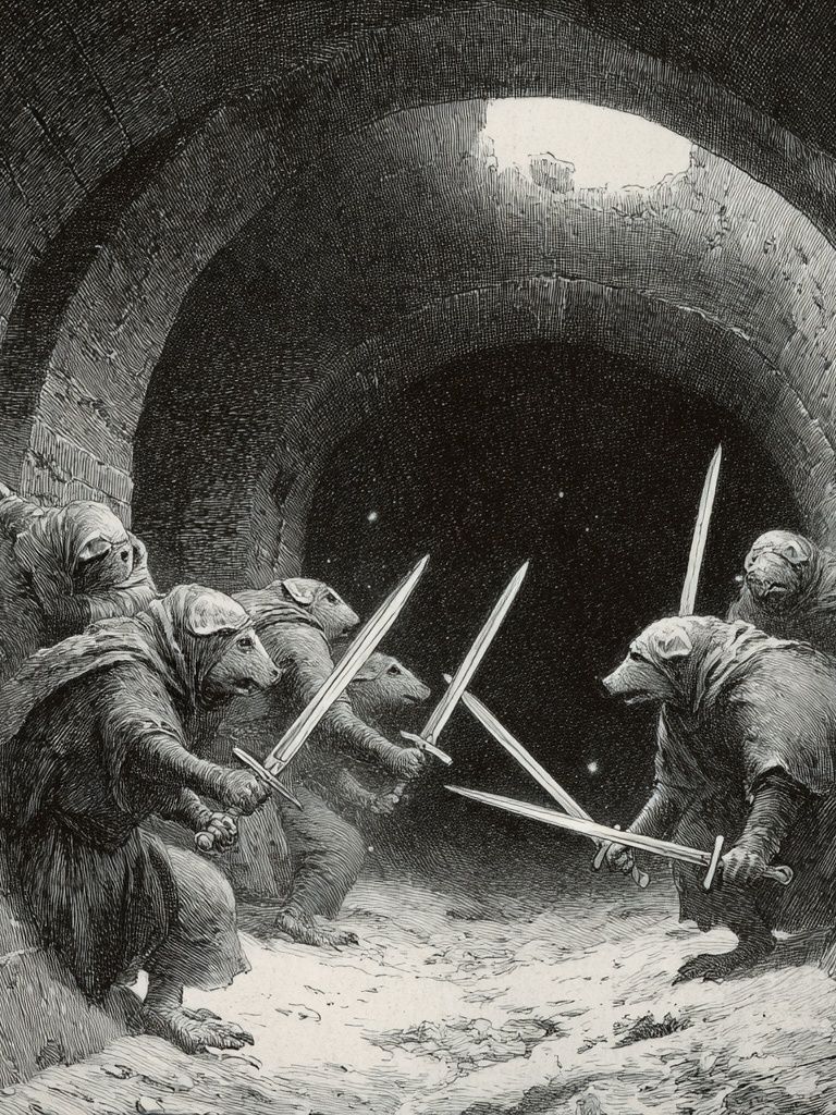 Rat Duel in the Tunnel Print. poster detail