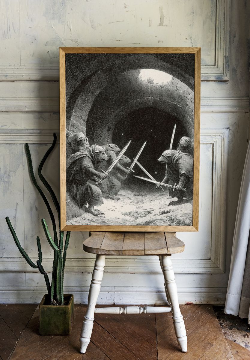 Rat Duel in the Tunnel Print. — room view 1