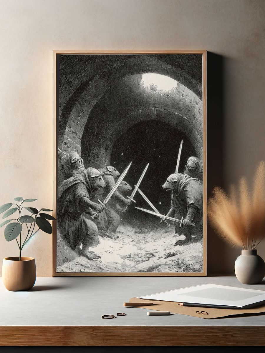 Rat Duel in the Tunnel Print. — room view 2