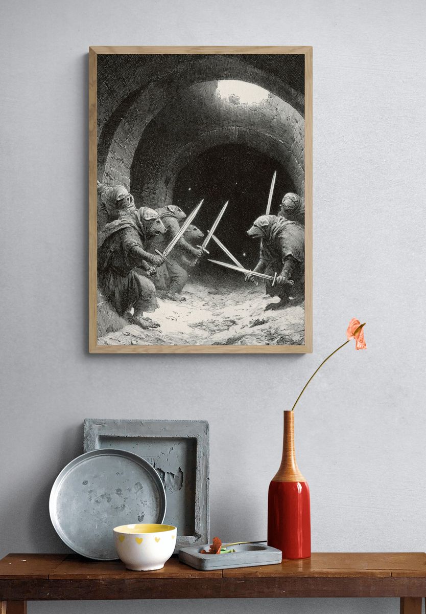 Rat Duel in the Tunnel Print. — room view 3
