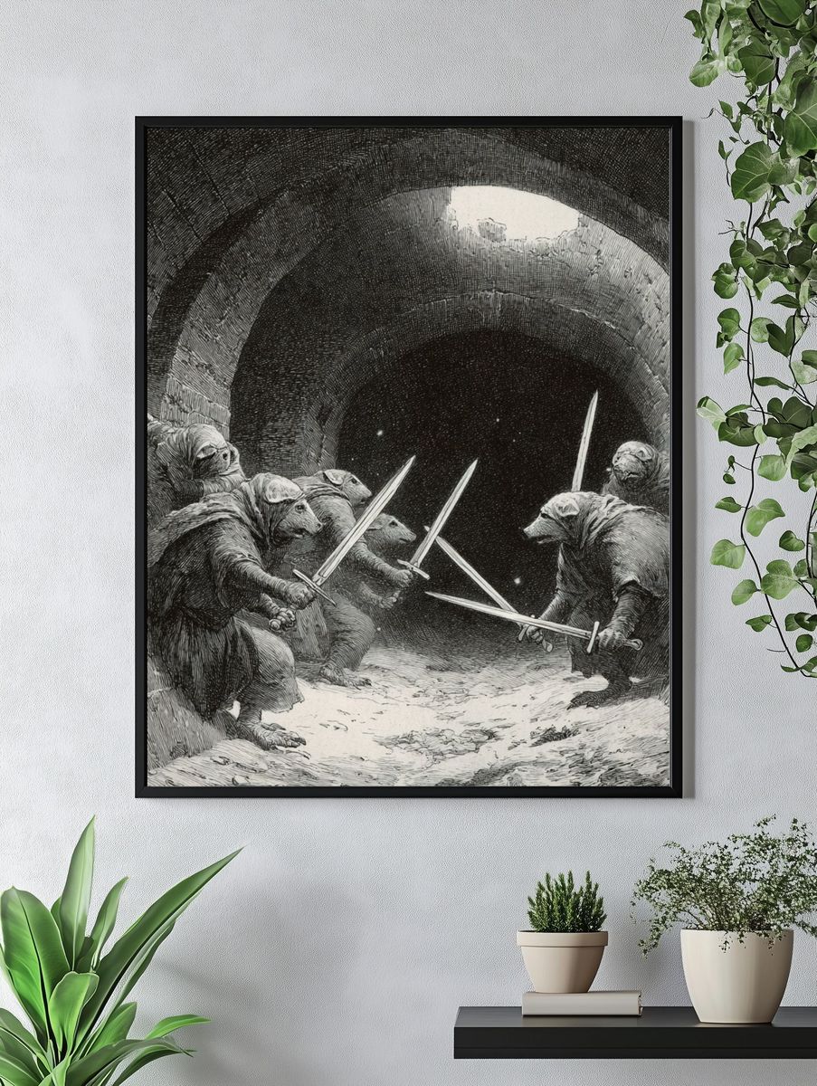 Rat Duel in the Tunnel Print. — room view 4