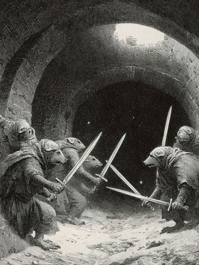 Rat Duel in the Tunnel Print. poster