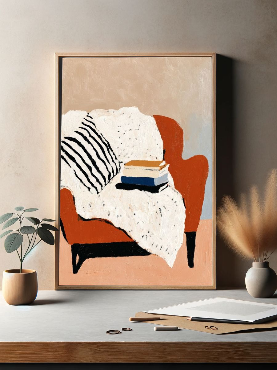 Abstract Armchair Still Life Print. — room view 2