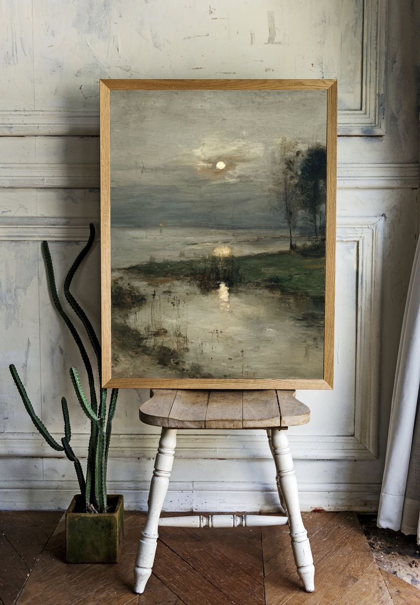 Misty Moonlit Marsh Fine-Art Poster. — room view 1