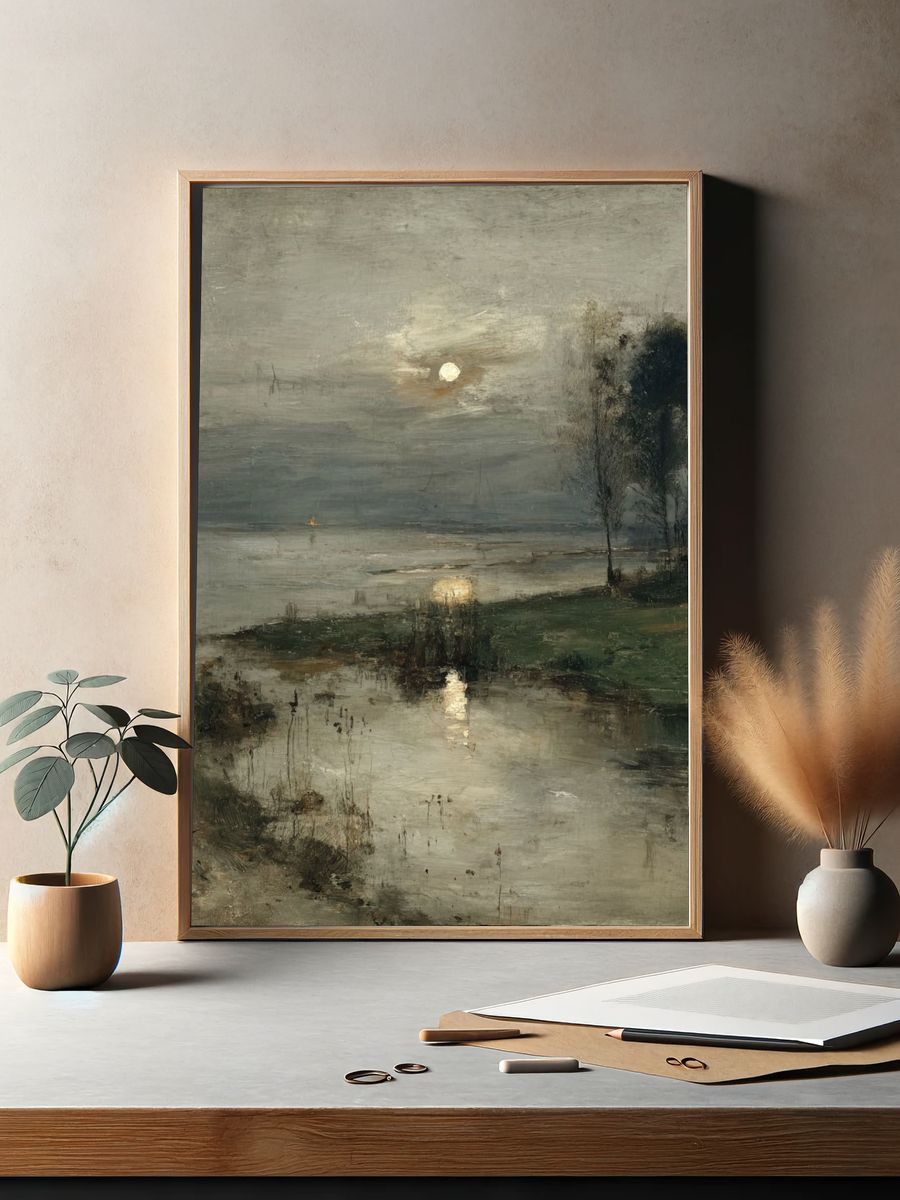Misty Moonlit Marsh Fine-Art Poster. — room view 2