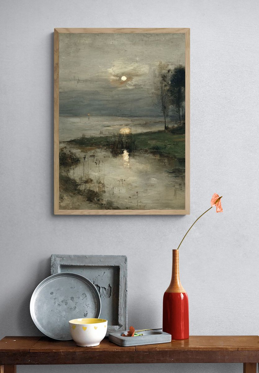 Misty Moonlit Marsh Fine-Art Poster. — room view 3
