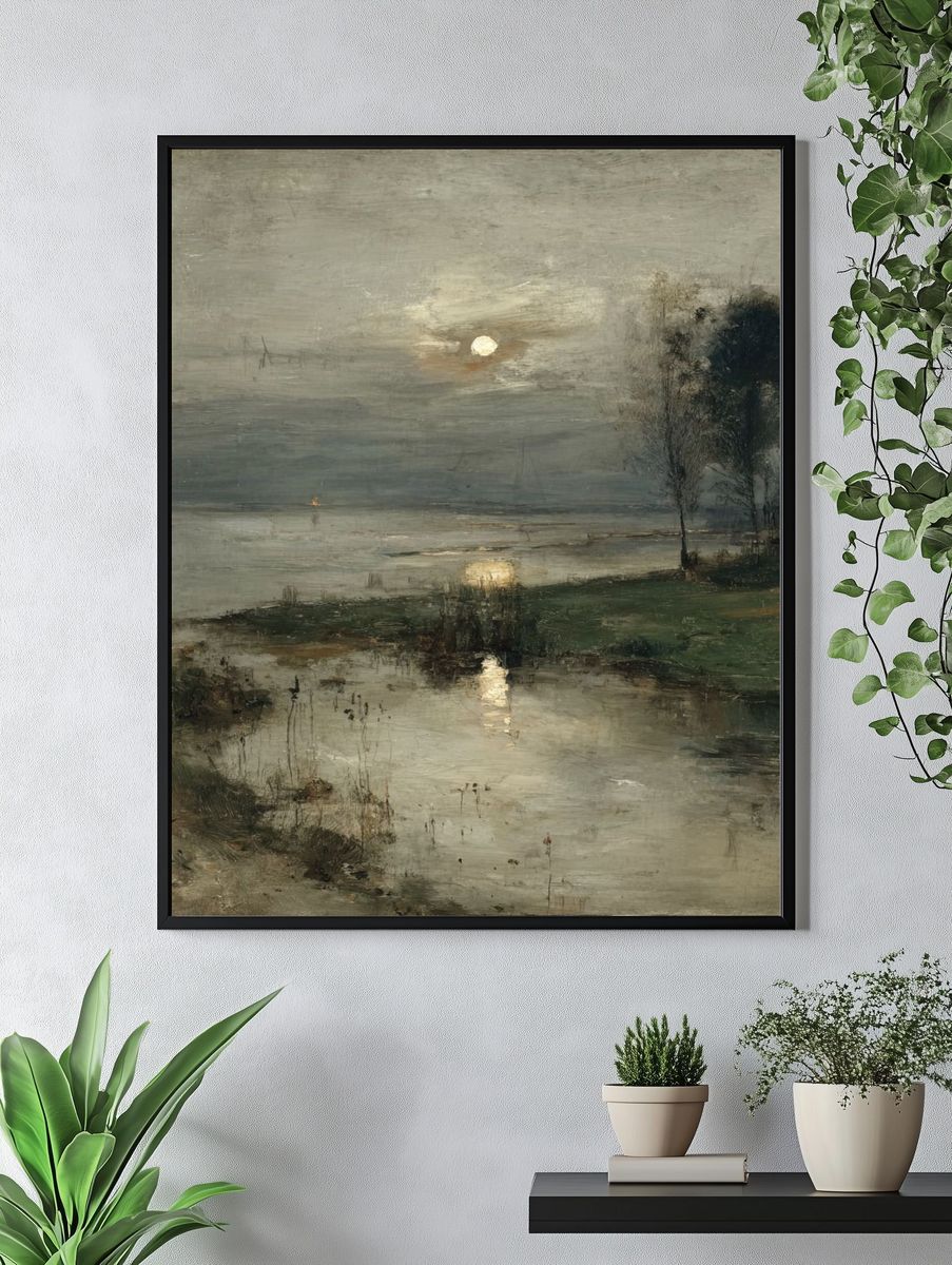 Misty Moonlit Marsh Fine-Art Poster. — room view 4