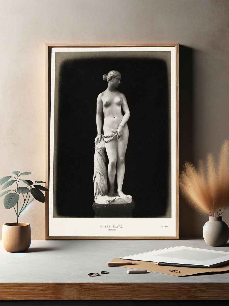 Greek Slave Marble Statue Print. — room view 2