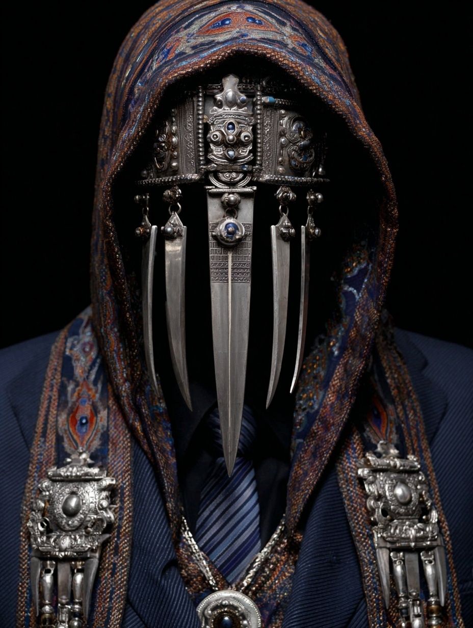 Masked Figure Portrait Print. poster — fine-art art
