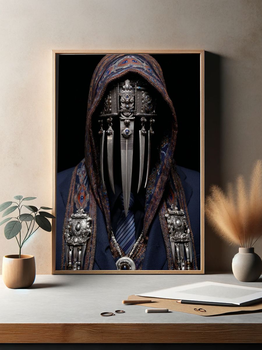 Masked Figure Portrait Print. — room view 2