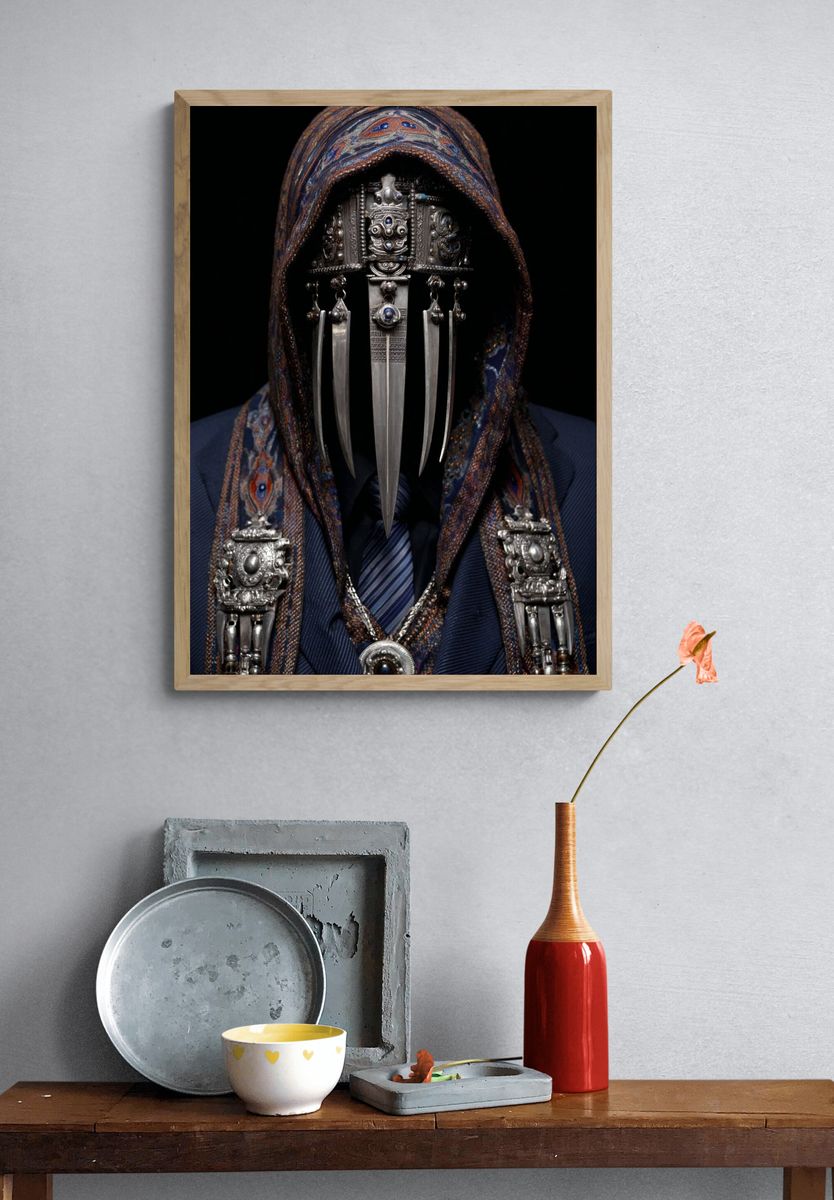 Masked Figure Portrait Print. — room view 3