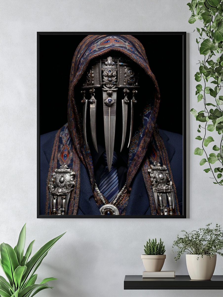 Masked Figure Portrait Print. — room view 4