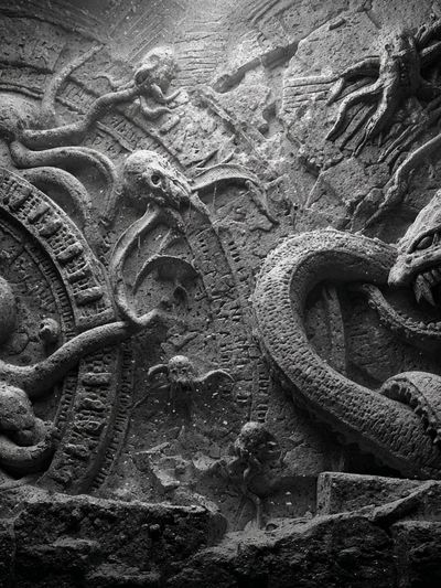 Ancient Stone Serpents Photography Poster. poster