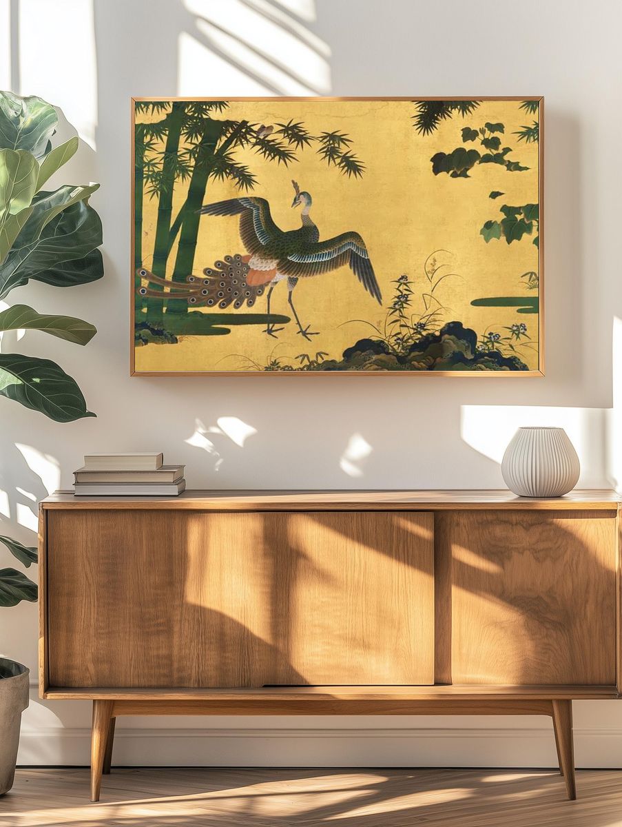 Crane and Peacock Japanese Print. — room view 3