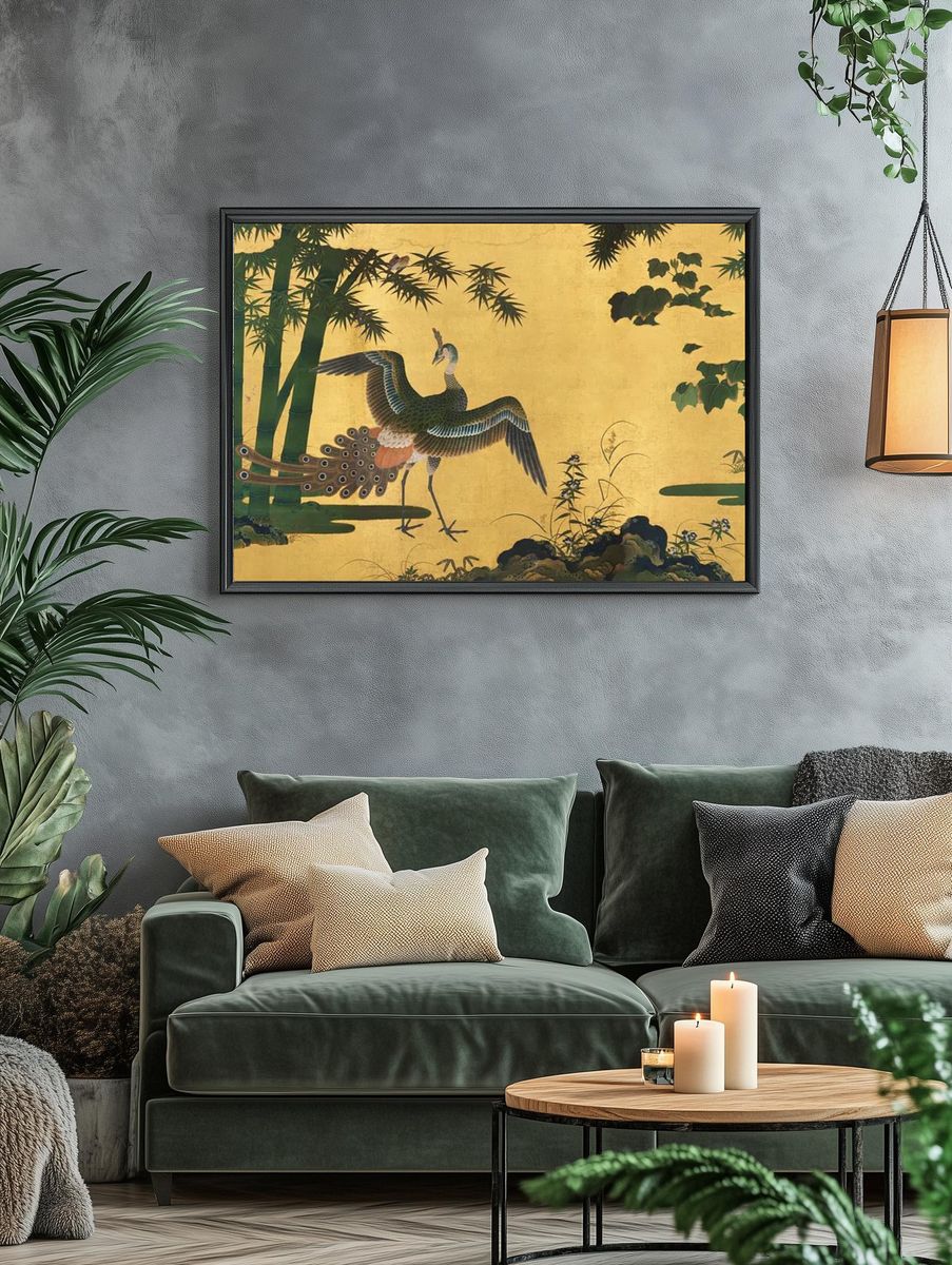 Crane and Peacock Japanese Print. — room view 4