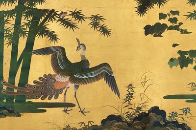 Crane and Peacock Japanese Print. poster print