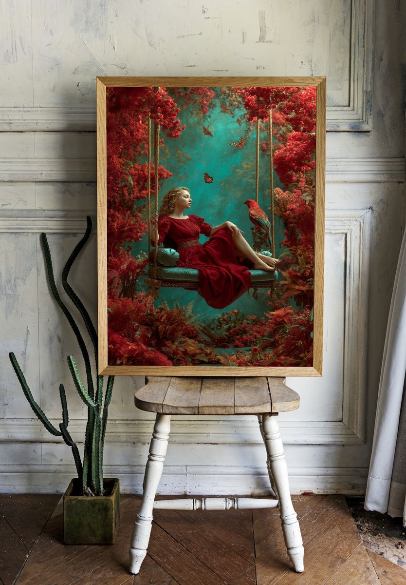 Crimson Swing Dreamscape Print. — room view 1